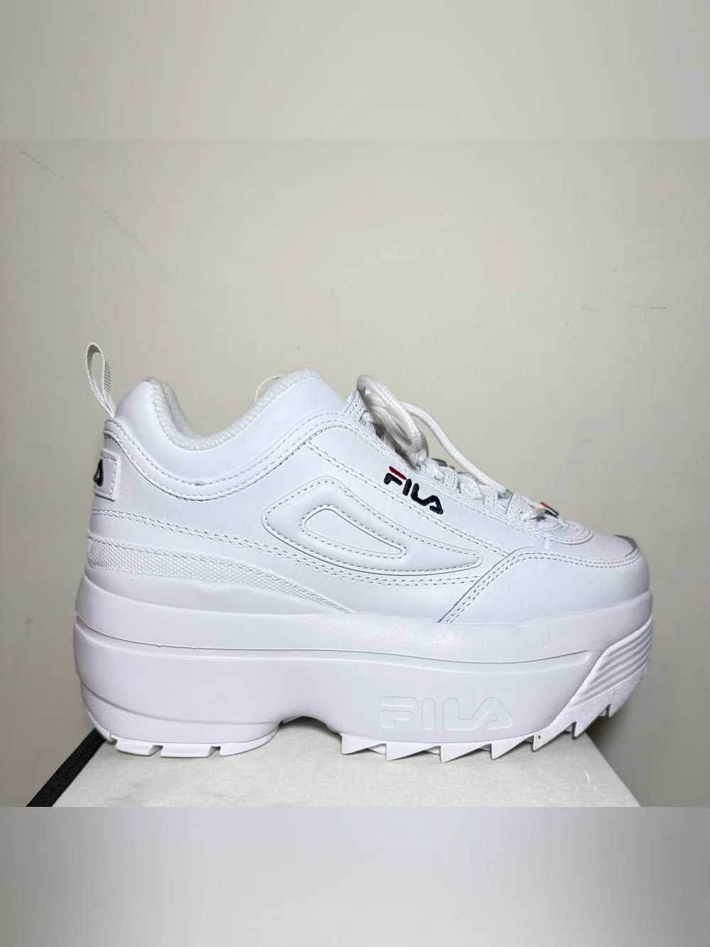 FILA White Platform Disruptor II Wedge Women’s Sneakers